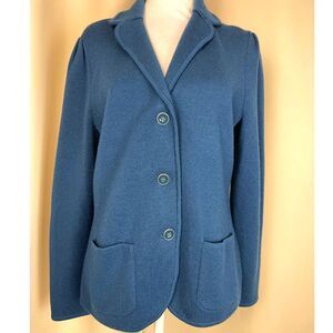 Talbots Blue Merino Wool Knit Blazer Jacket – Size LP Petite